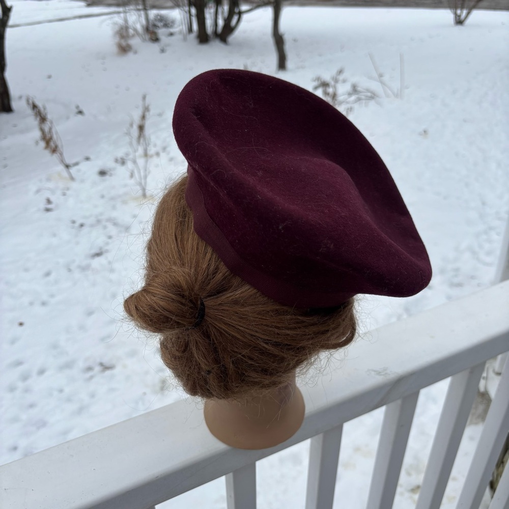 Peruvian Connection Burgundy Wool Structured Bere… - image 3